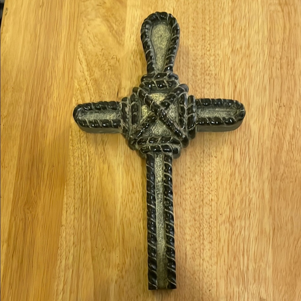 Decorative Black and Silver Rope design hanging Cross